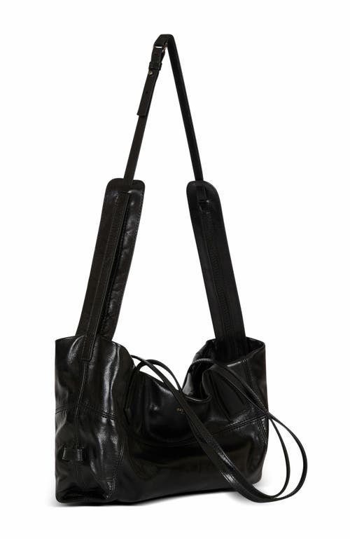 Balmain Track Shiny Leather Tote Bag
