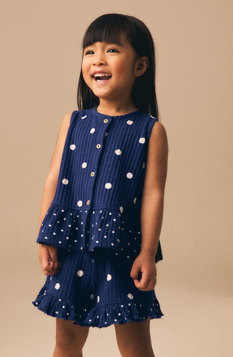 NEXT Kids' Polka Dot Peplum Top & Shorts Set, Alternate, color, Blue
