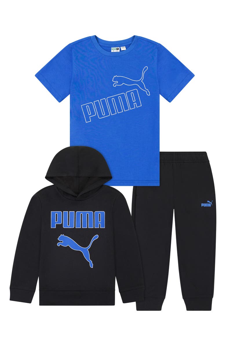 PUMA Pullover Hoodie, Graphic Tee & Joggers Set, Main, color, 