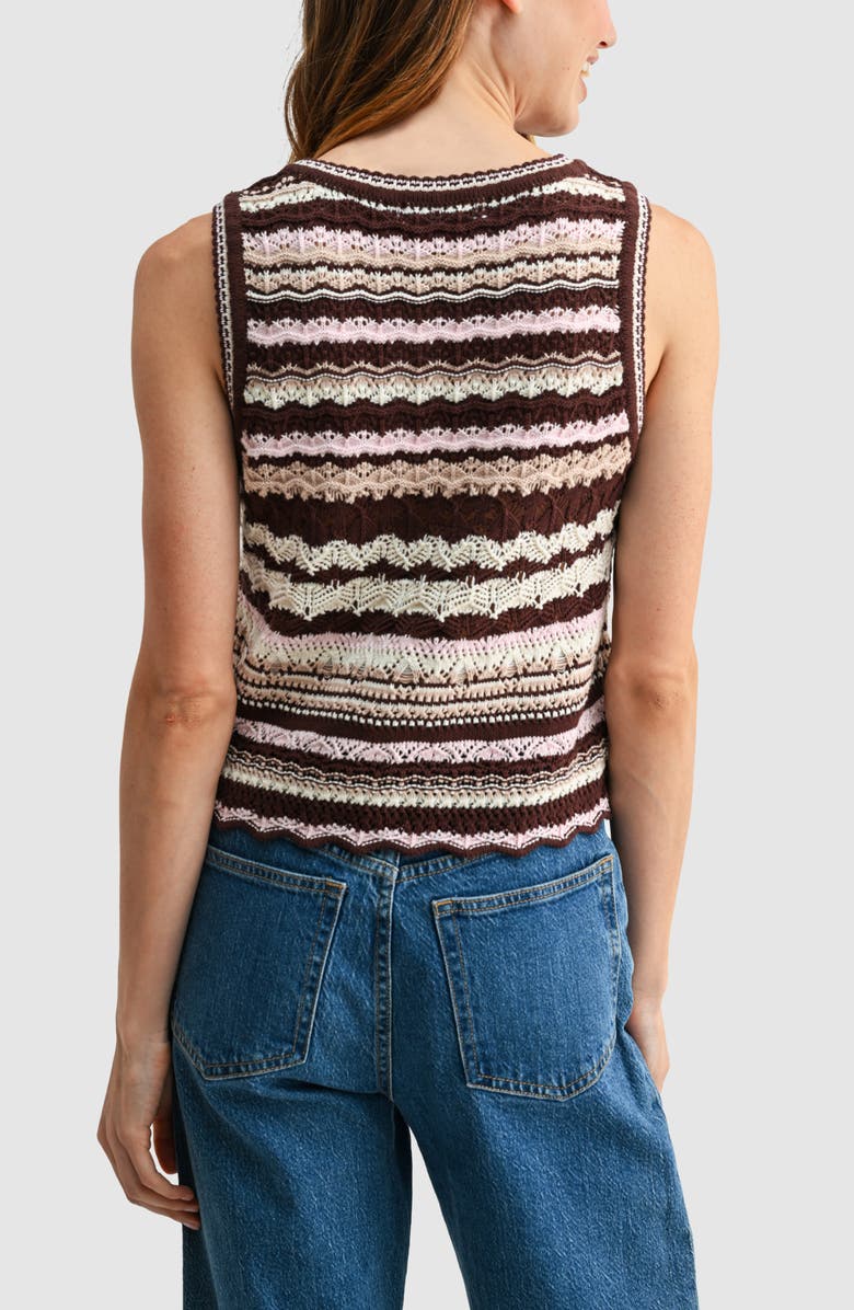 All in Favor Striped Crochet Sleeveless Top, Alternate, color, Brown Pink Stripe