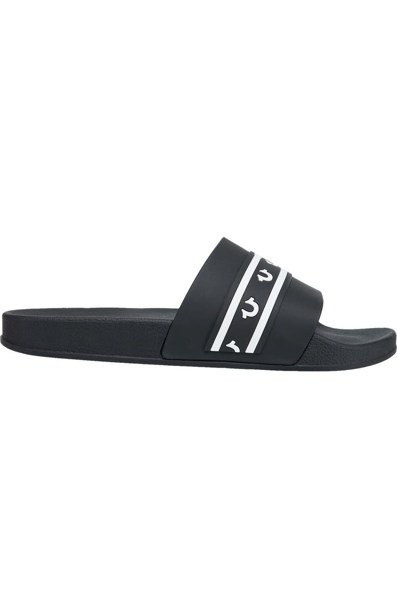 True Religion Snoop Colorblock Logo Pool Slide, Alternate, color, Black