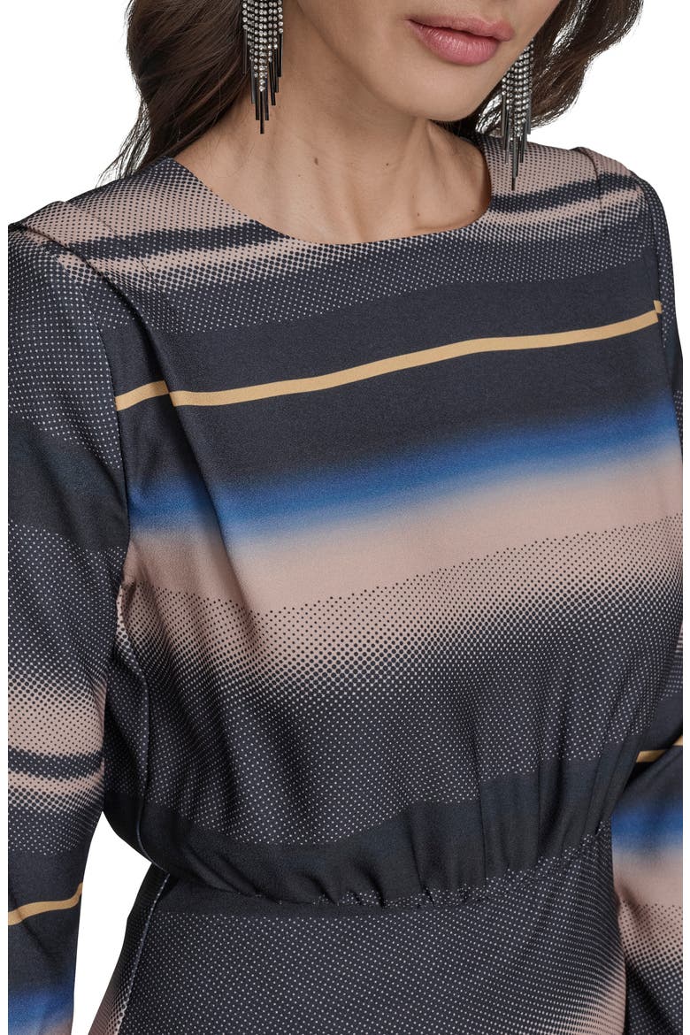 Ombré Stripe Long Sleeve Dress, Alternate, color, DEEP SEA/ GOLDEN