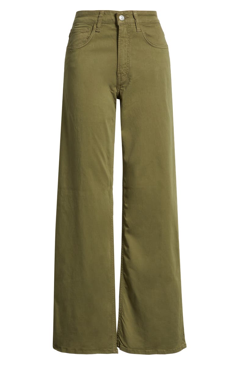 Mavi Jeans Alena High Waist Wide Leg Sateen Pants, Alternate, color, Dark Olive Sateen