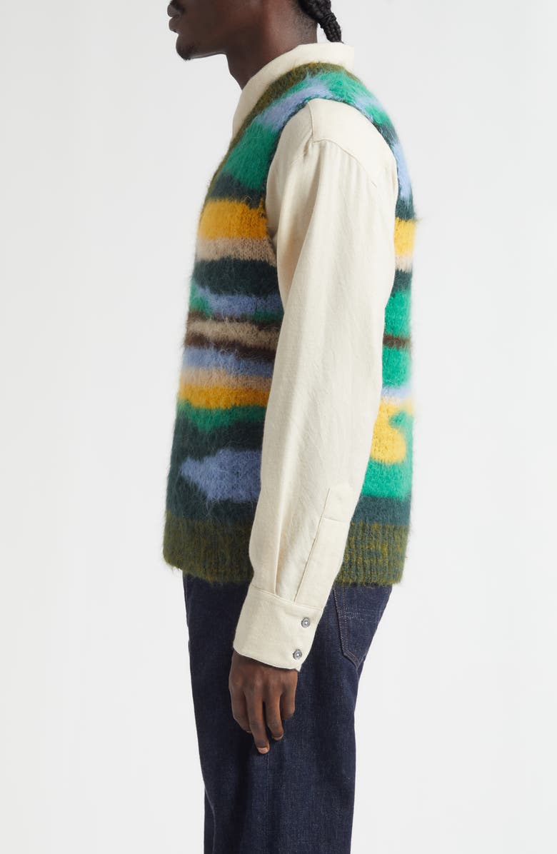 The Elder Statesman Topo Jacquard Suri Alpaca Blend Sweater Vest, Alternate, color, Green Multi