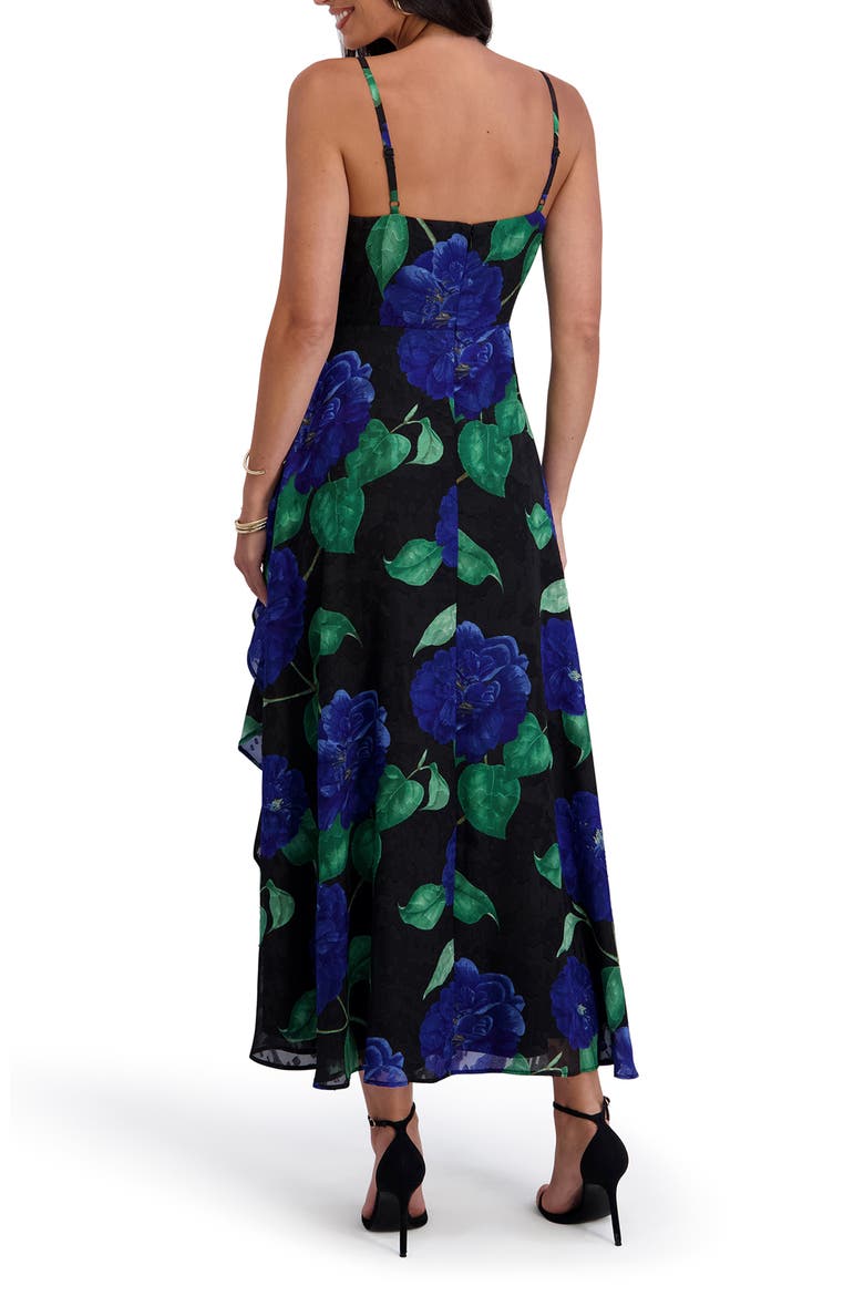 Burnout Chiffon Midi Dress, Alternate, color, BLACK MULTI