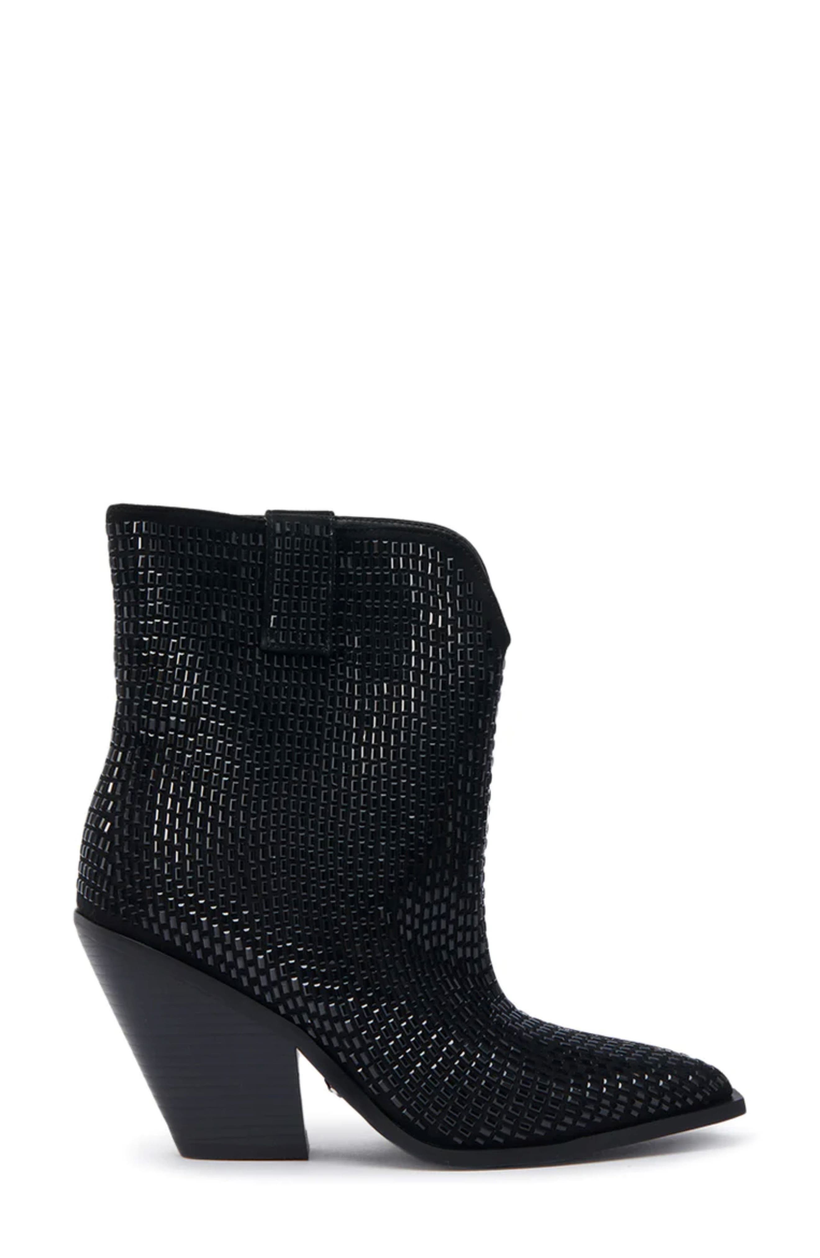 AZALEA WANG Laetitia Crystal Bootie, Alternate, color, Black