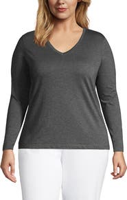 Lands' End Supima Cotton Long Sleeve V-Neck T-Shirt