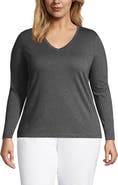 Lands' End Supima Cotton Long Sleeve V-Neck T-Shirt