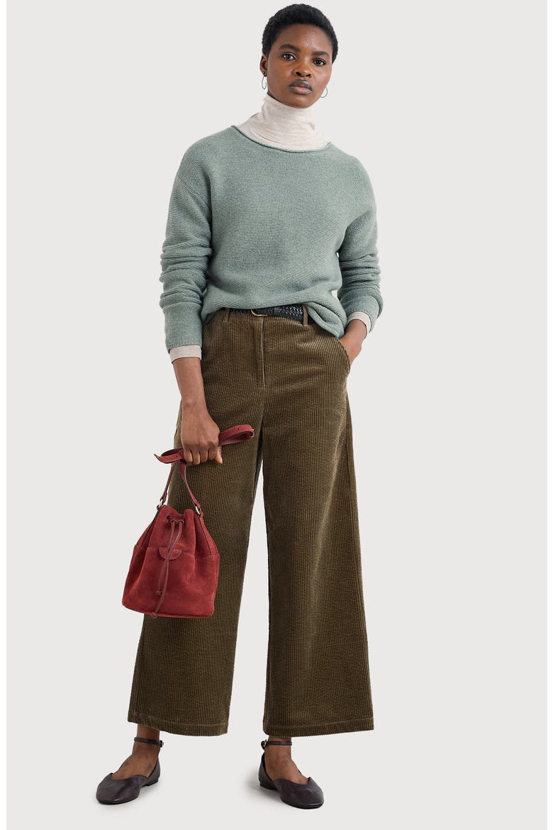 Asphodel Crop Wide Leg Corduroy Pants, Alternate, color, DARK SEAGRASS