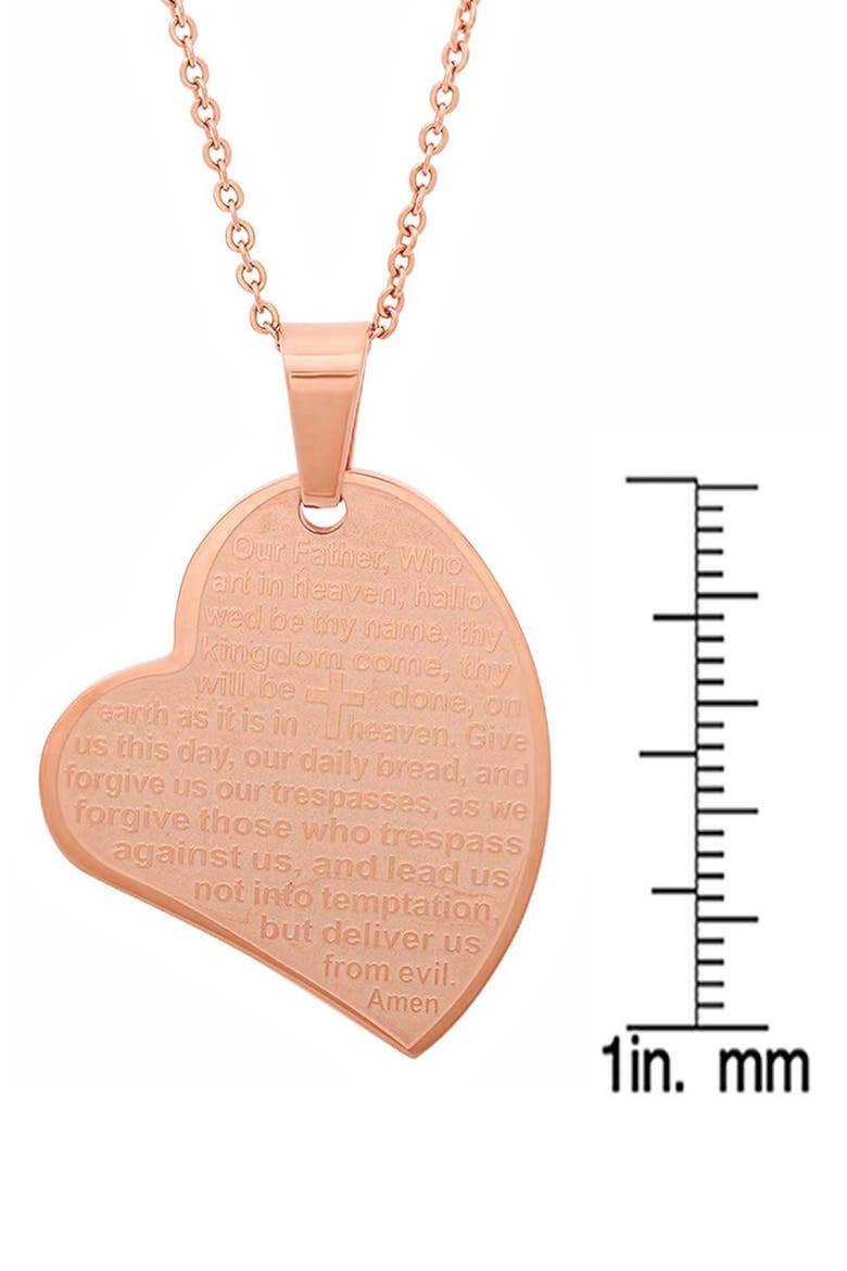 Lord's Prayer Heart Pendant Necklace, Alternate, color, ROSE GOLD