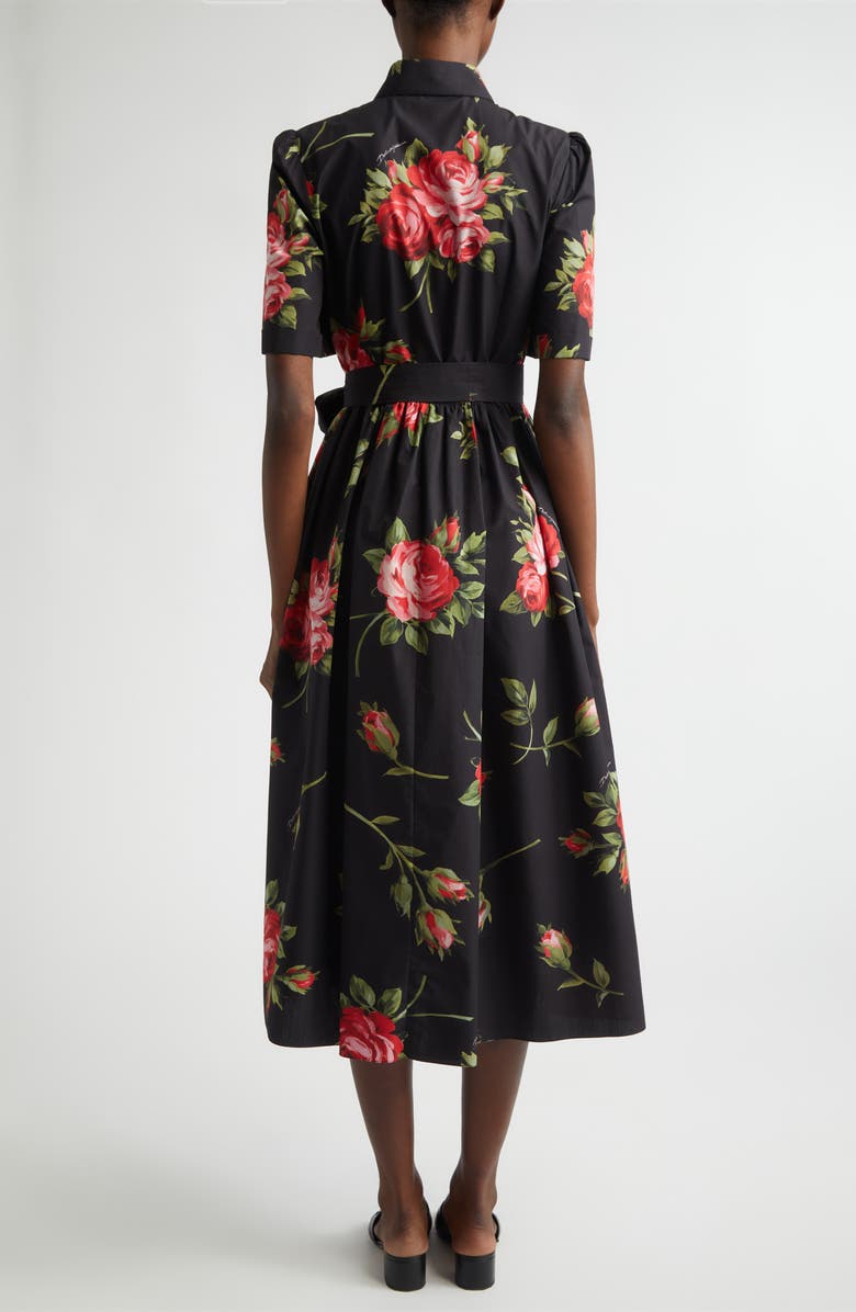 Dolce&Gabbana Rose Print Cotton Poplin Shirtdress, Alternate, color, Bouquet Rose F.nero