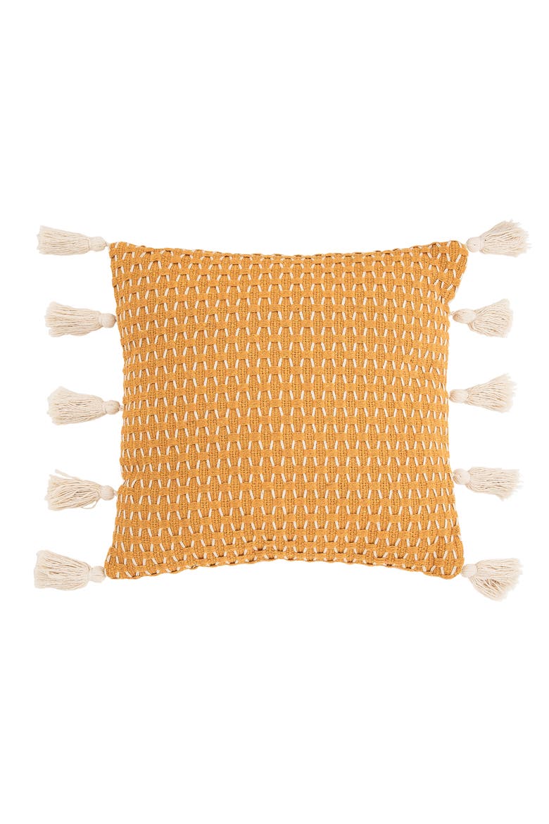 Ochre Textured Diamond Woven Accent Throw Pillow Decor, Main, color, Orange