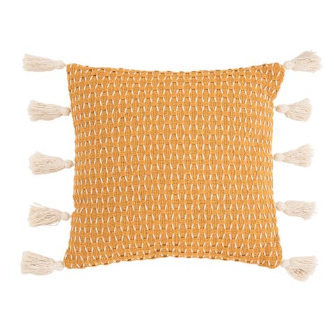 Ochre Textured Diamond Woven Accent Throw Pillow Decor