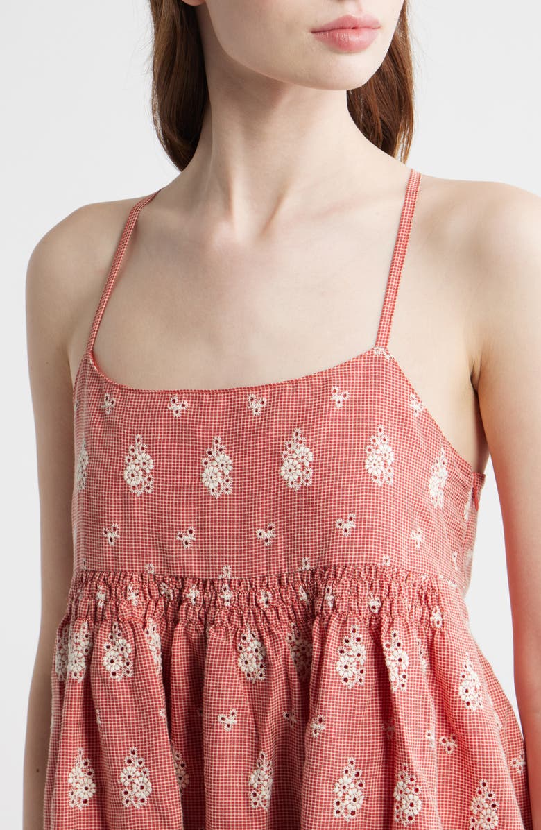 FRNCH Santa Embroidered Eyelet Sleeveless Maxi Dress, Alternate, color, Rouge
