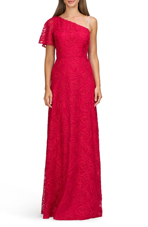 Js Collections Anastasia Single Flutter Sleeve Gown In Magenta Gloss