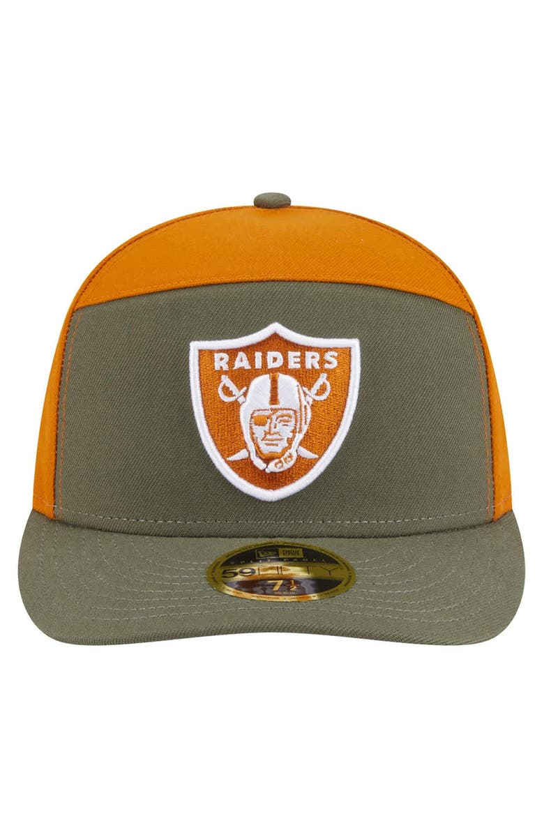 Men's New Era Olive/Brown Las Vegas Raiders Two-Tone Color Pack Split Panel 59FIFTY Fitted Hat, Alternate, color, Olive