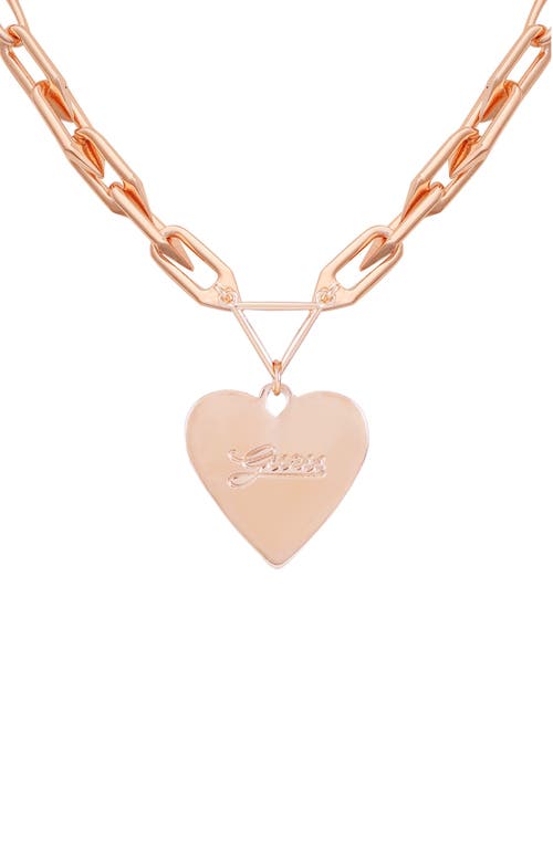 Guess Crystal Heart Pendant Necklace In Gold