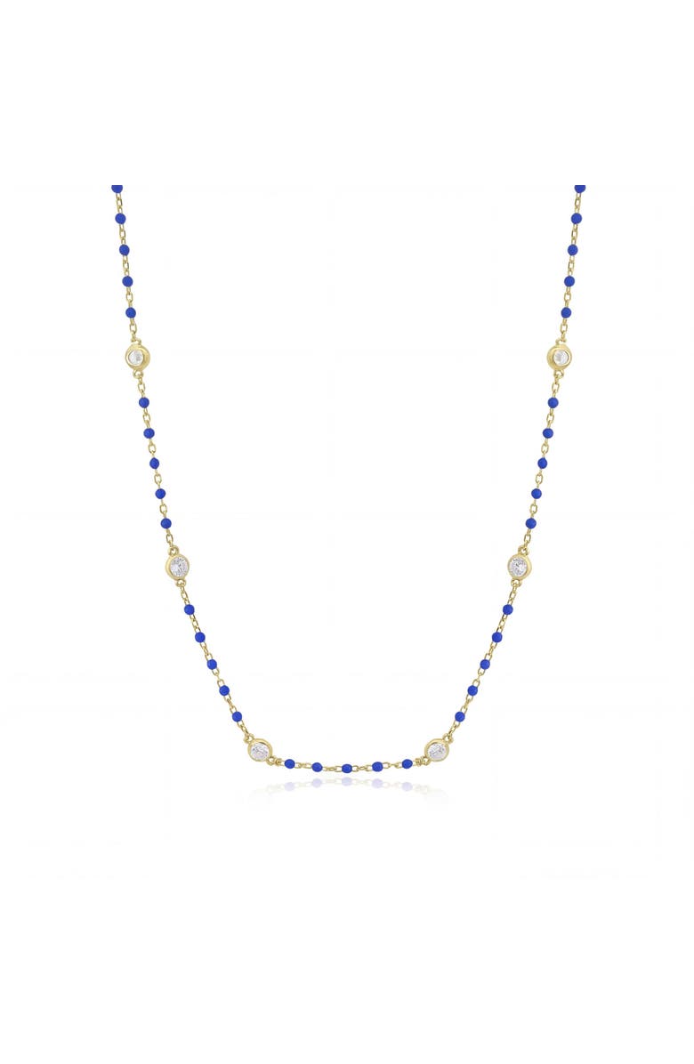 The Lovery Fine Jewelry Dark Blue Bead CZ Chain Necklace, Main, color, Dark Blue