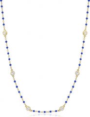 The Lovery Fine Jewelry Dark Blue Bead CZ Chain Necklace