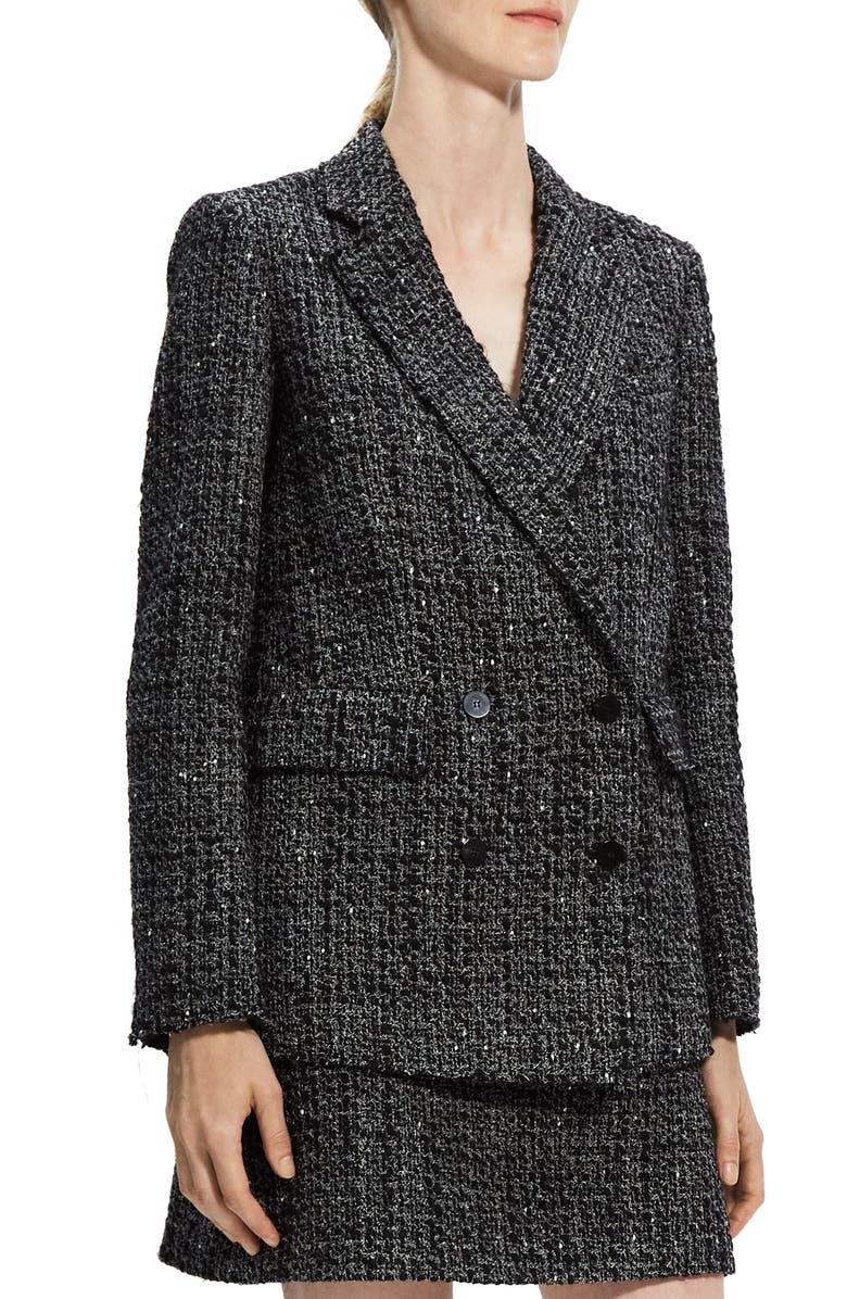 Theory Piazza Noell Double Breasted Tweed Blazer, Alternate, color, 