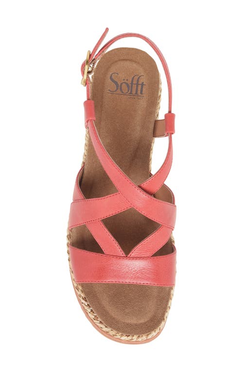 Söfft Devyn Slingback Espadrille Platform Wedge Sandal In Red Coral