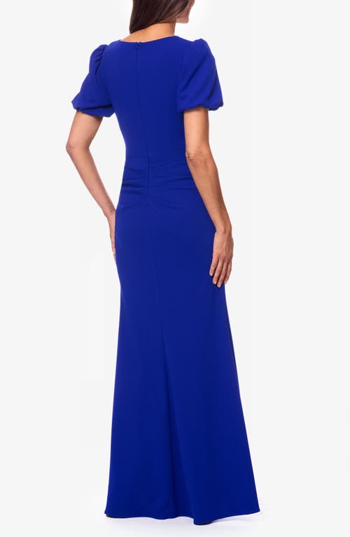 Xscape Evenings Ruffle Scuba Crepe Gown In Marine