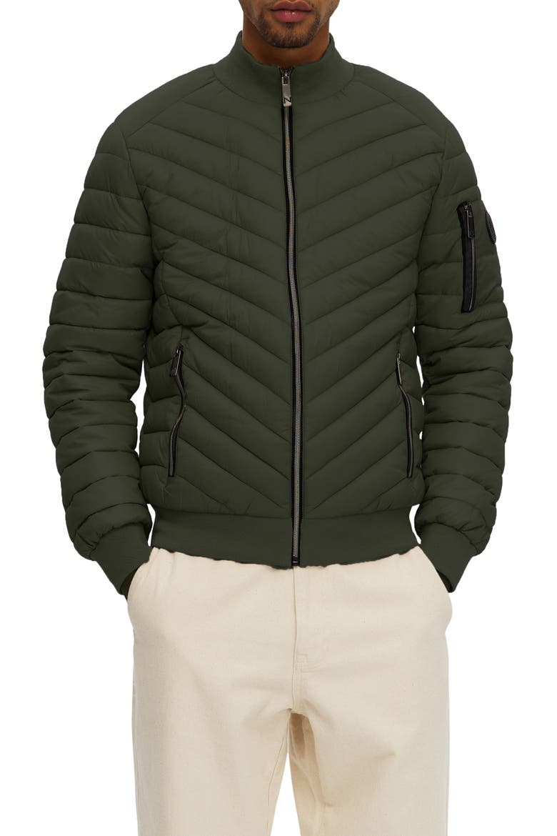Alec Chevron Quilted Puffer Jacket, Main, color, KHAKI