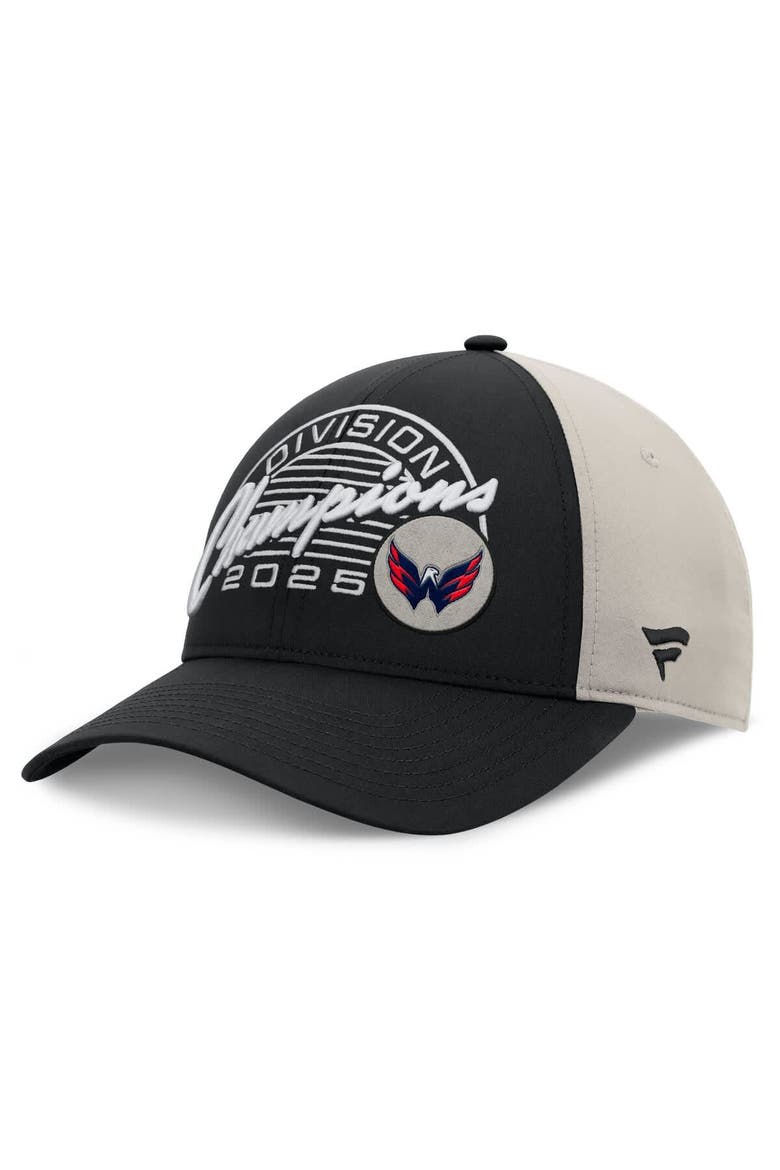 Men's Fanatics Black/Gray Washington Capitals 2025 Metropolitan Division Champions Locker Room Adjustable Hat, Main, color, Black