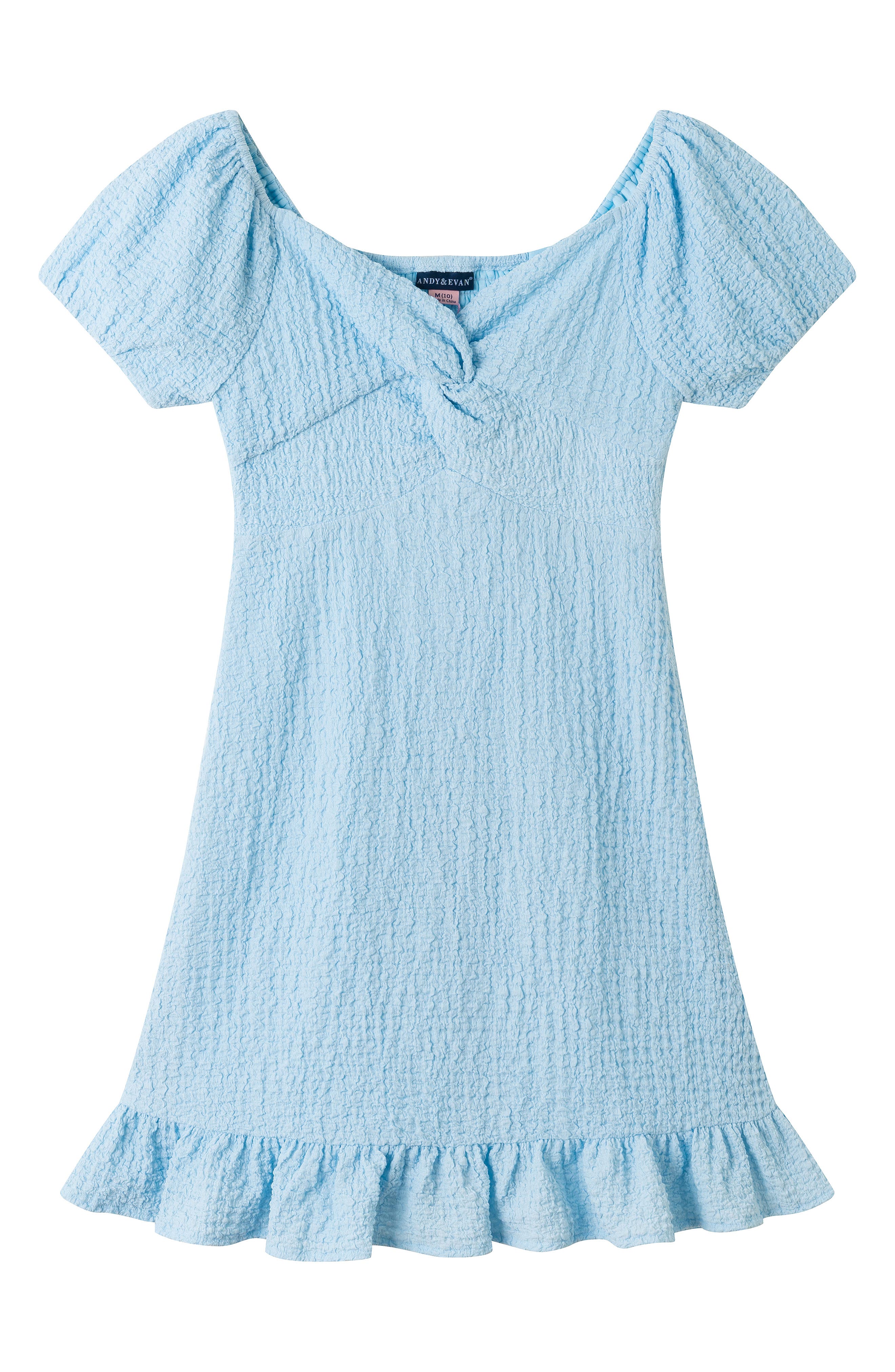 Andy & Evan Kids' Twist Front Puff Sleeve Dress