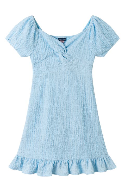 Kids' Twist Front Puff Sleeve Dress (Big Kid)