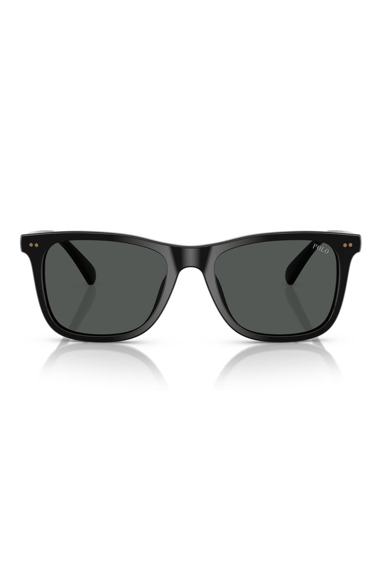 55mm Square Sunglasses, Main, color, SHINY BLACK