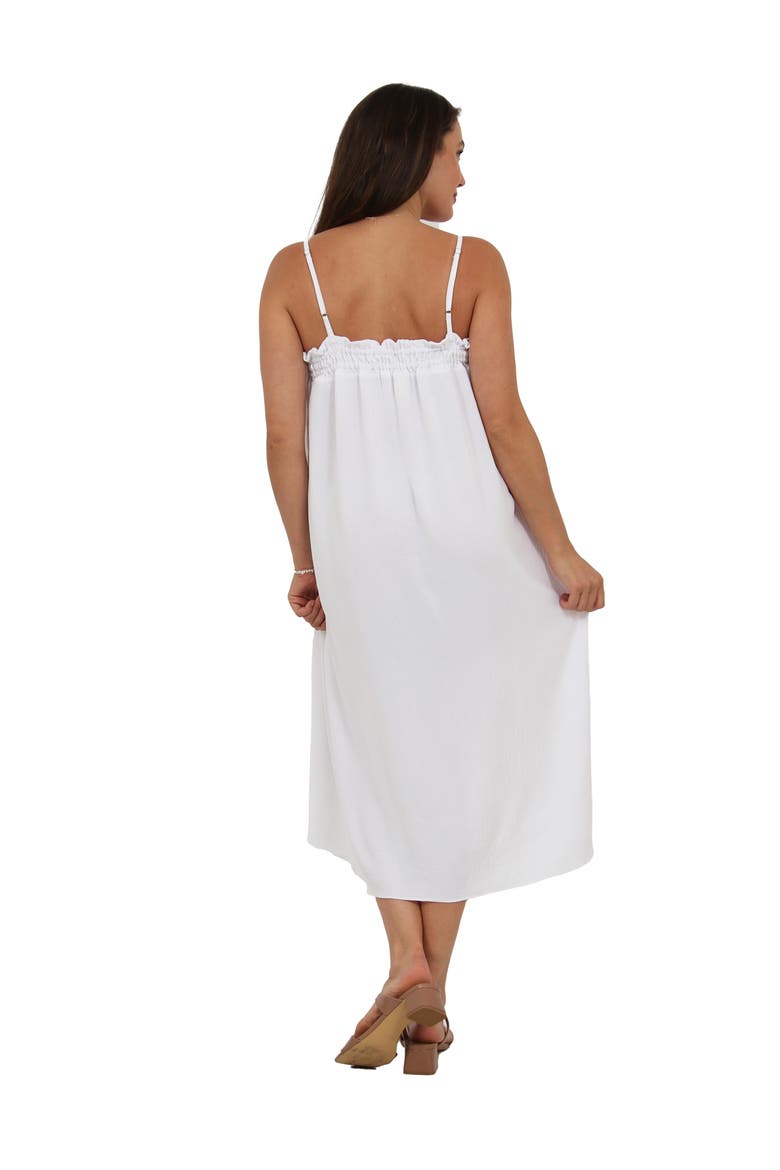 Womens Essential Spaghetti Strap Smocked Pocket A-Line Maxi Dress, Alternate, color, White