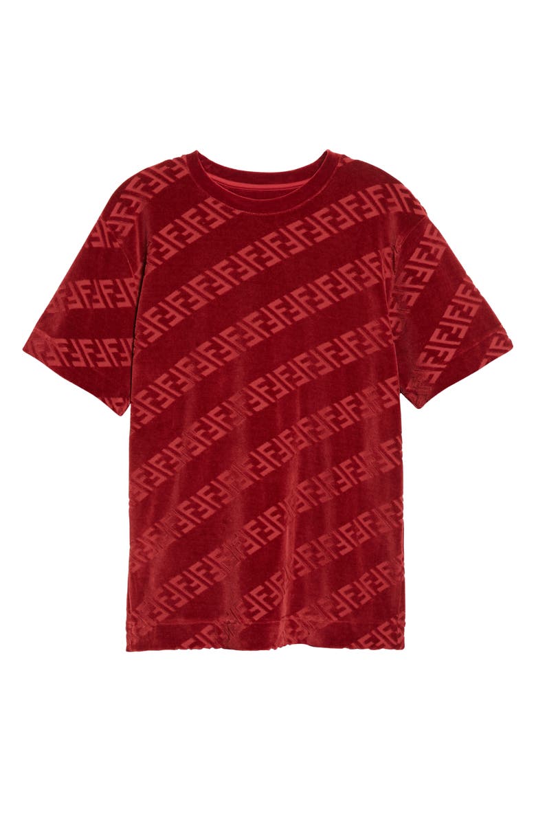 Fendi Men's FF Logo Chenille T-Shirt, Alternate, color, 