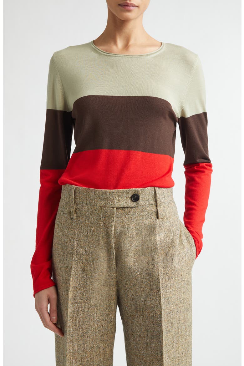 Colorblock Virgin Wool Sweater, Main, color, RED/ EXP/ BUR