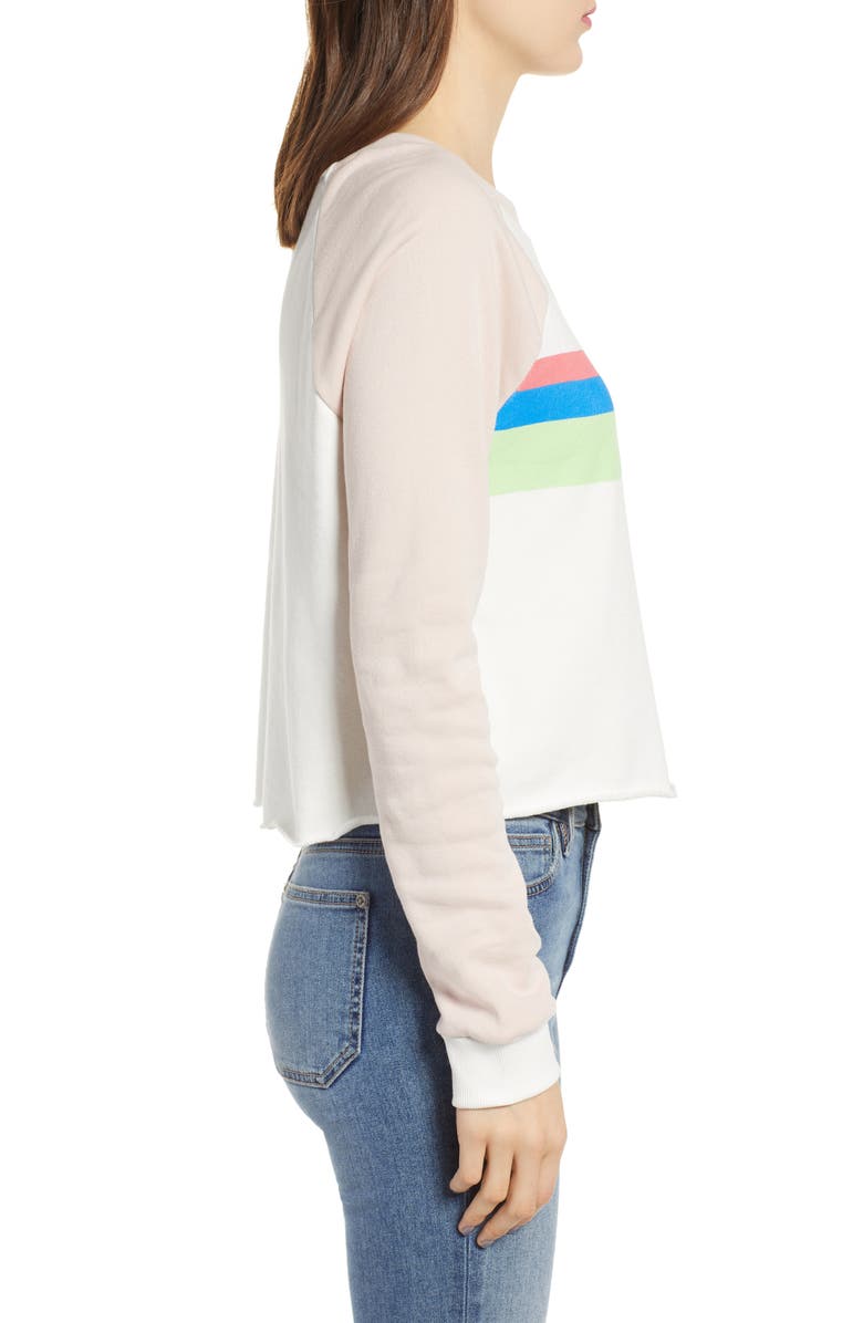 Wildfox Beach House Mellow Stripe Crop Cotton Sweatshirt, Alternate, color, 