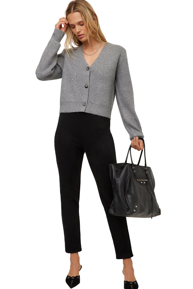 Nae Sequin Crop Cardigan, Alternate, color, STEEL