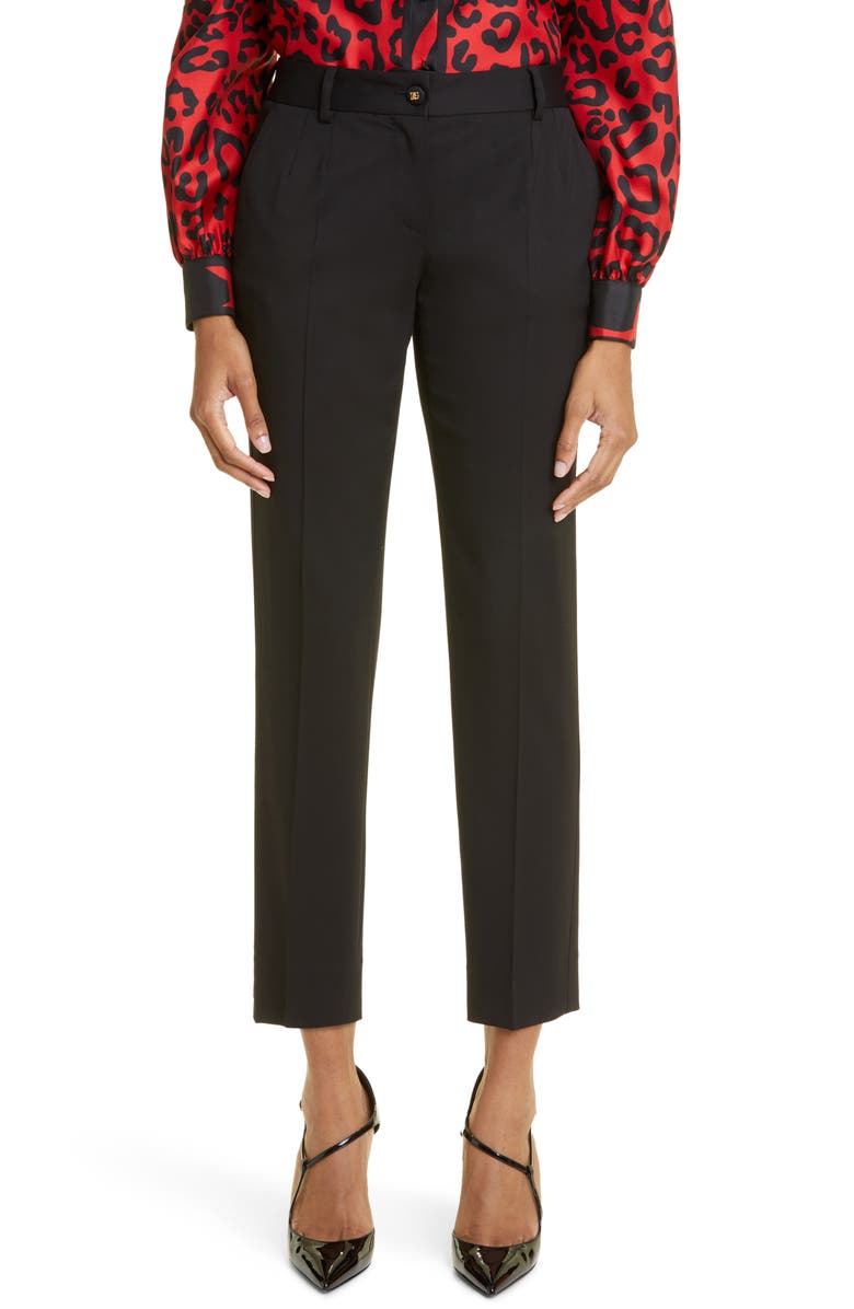 Dolce&Gabbana Turlington Wool Stretch Gabardine Pants, Main, color, Black