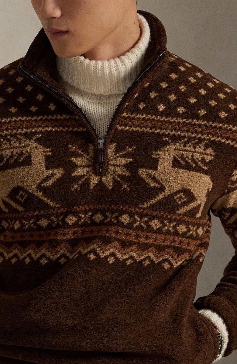 Polo Ralph Lauren Fair Isle Brushed Fleece Pullover, Alternate, color, Cascadia Fair Isle