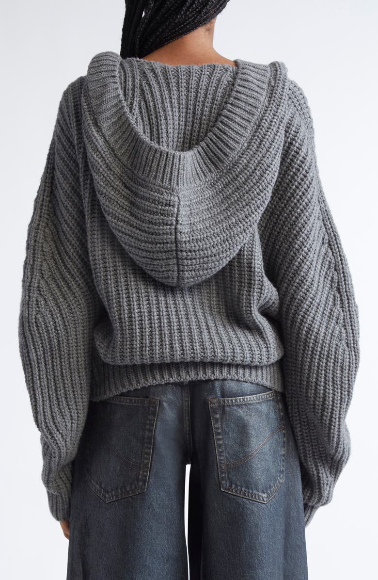 Stella McCartney Hooded Oversize Recycled Cashmere & Virgin Wool Rib Cardigan, Alternate, color,