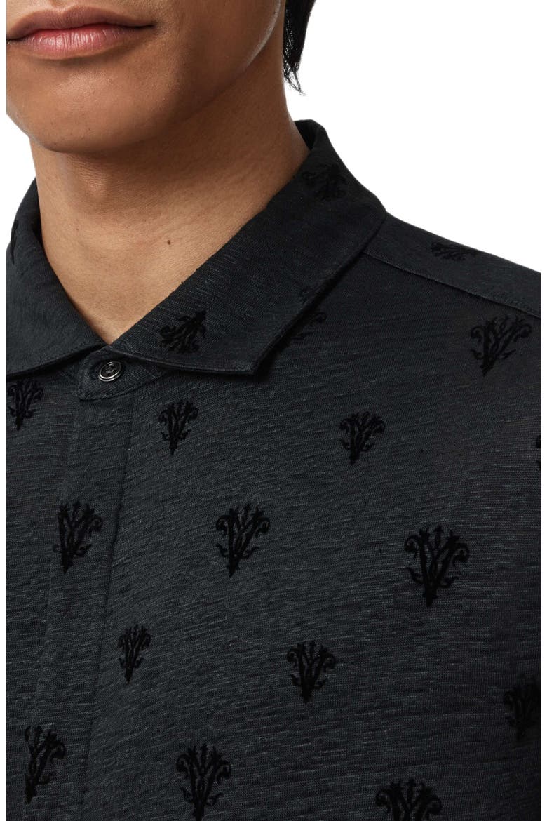 Anselmo Flocked Modal Knit Button-Up Shirt, Alternate, color, BLACK