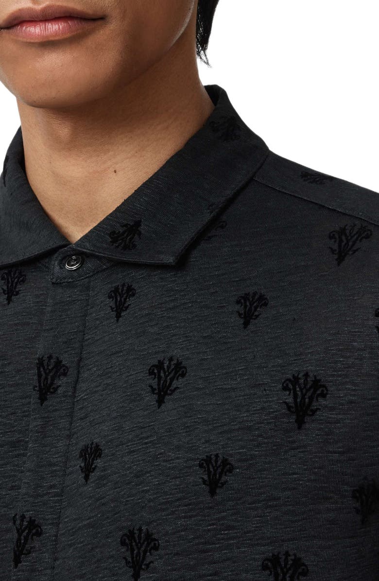 John Varvatos Anselmo Flocked Modal Knit Button-Up Shirt, Alternate, color, Black