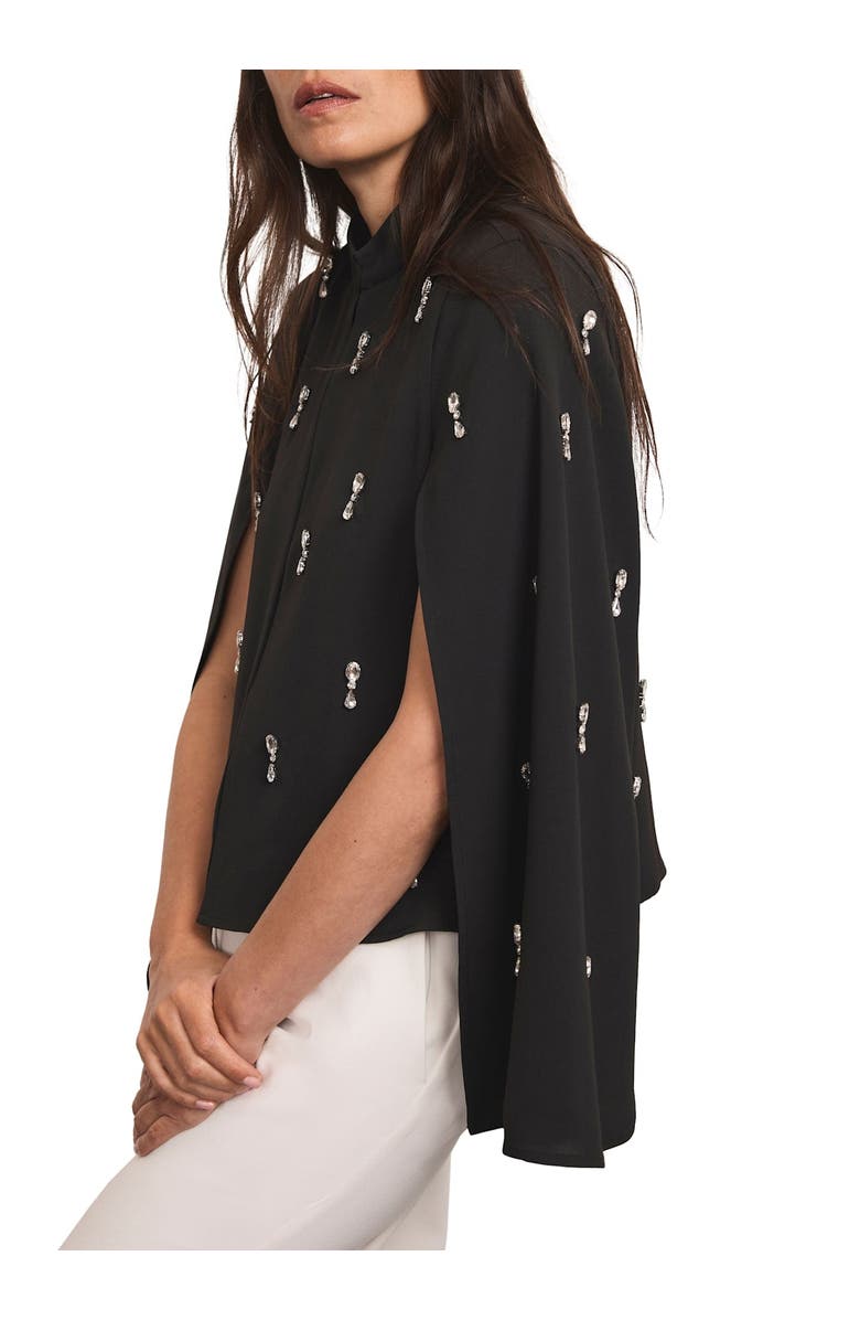 MINT VELVET Embellished Cape Top, Alternate, color, Black