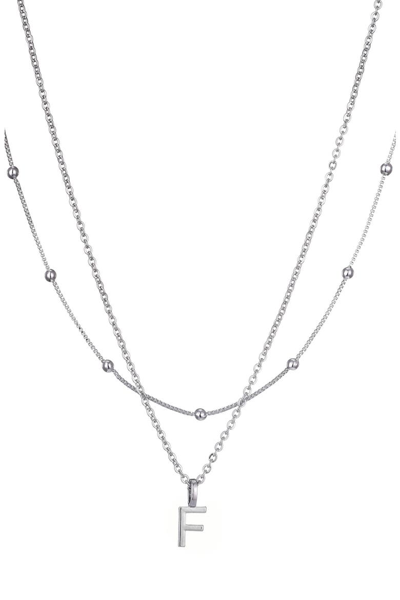 Initial Pendant Layered Chain Necklace, Main, color, SILVER-F