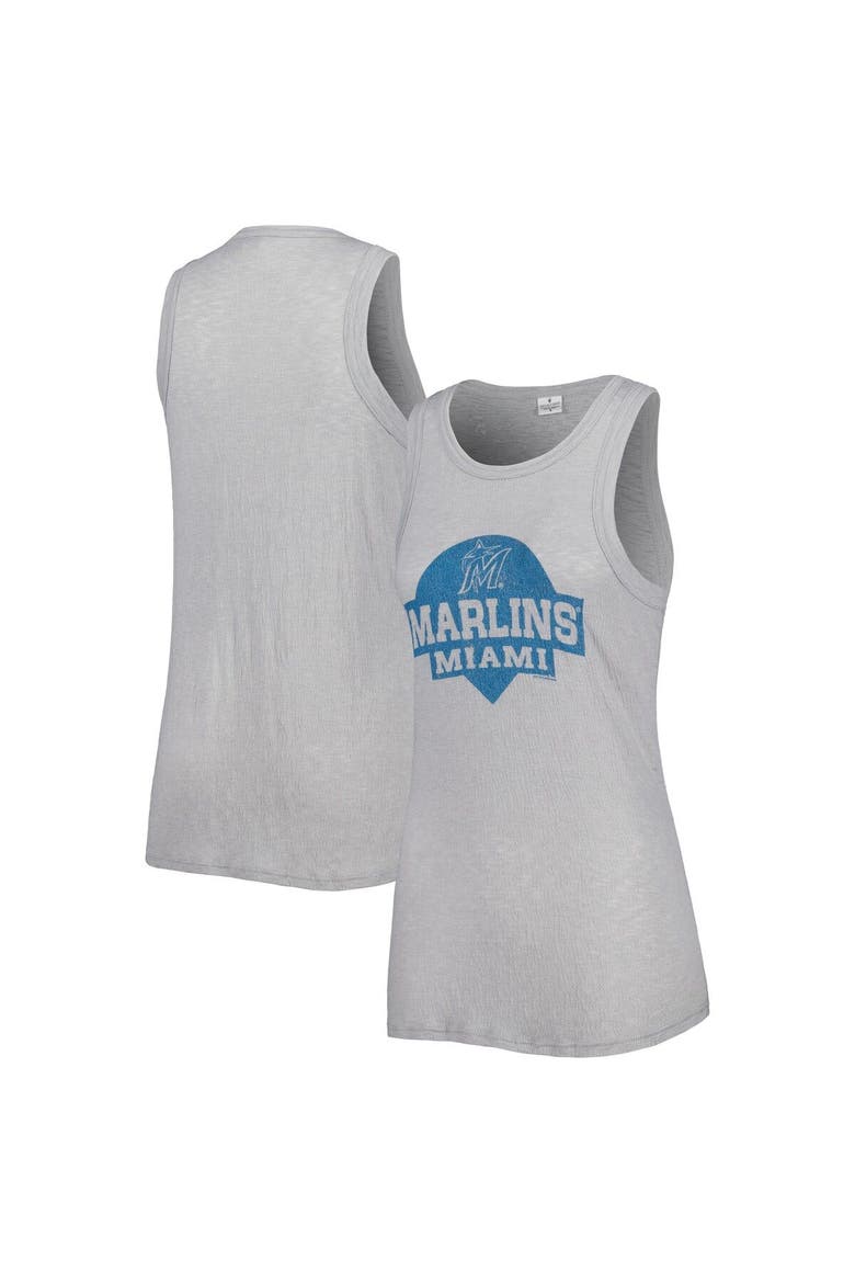Women's Soft as a Grape Gray Miami Marlins Tri-Blend Tank Top, Main, color, Gray