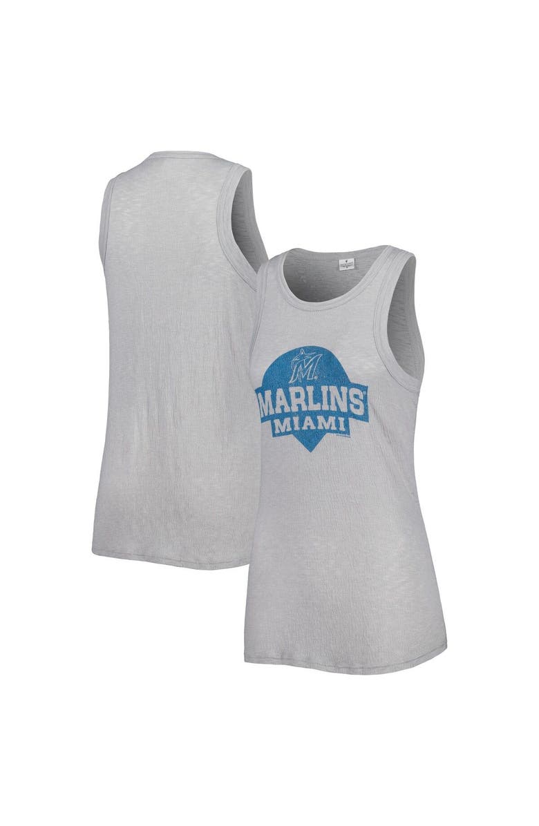 SOFT AS A GRAPE Women's Soft as a Grape Gray Miami Marlins Tri-Blend Tank Top, Main, color, Gray