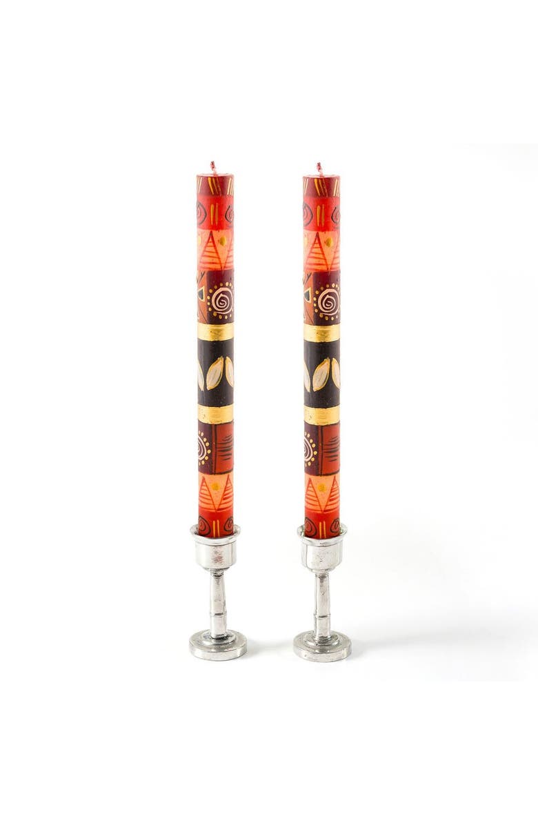 Thumbprint Artifacts Safari Gold Painted Candles - Set of 2, Main, color, Safari Gold - 9"