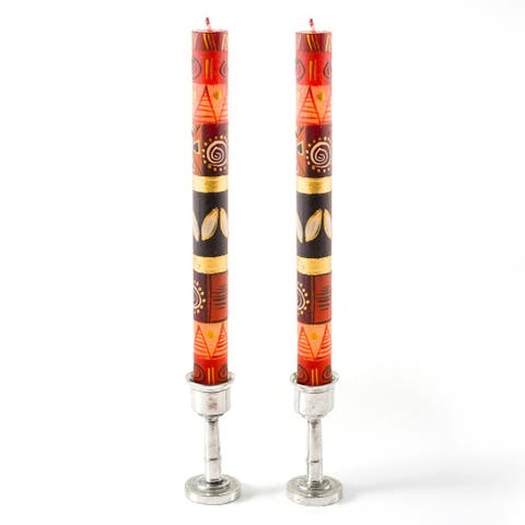 Safari Gold Painted Candles - Set of 2