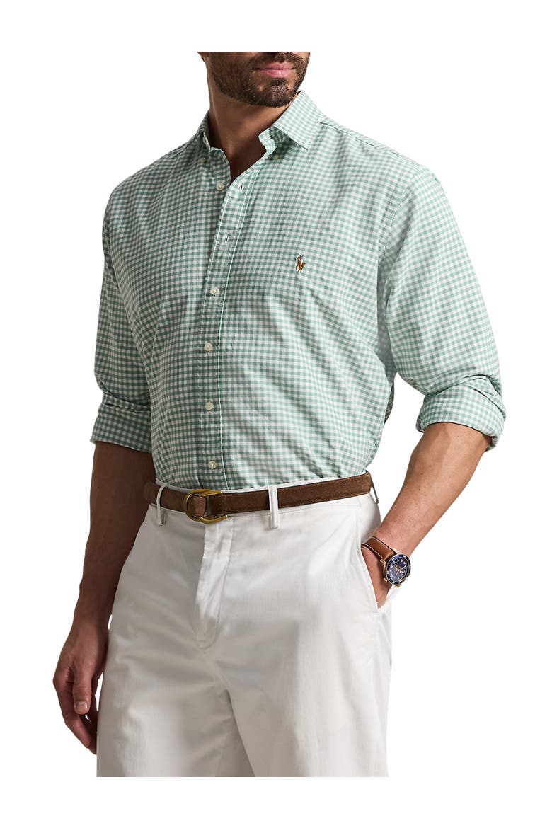 Big & Tall Oxford Check Sport Shirt, Main, color, FADED MINT WHITE