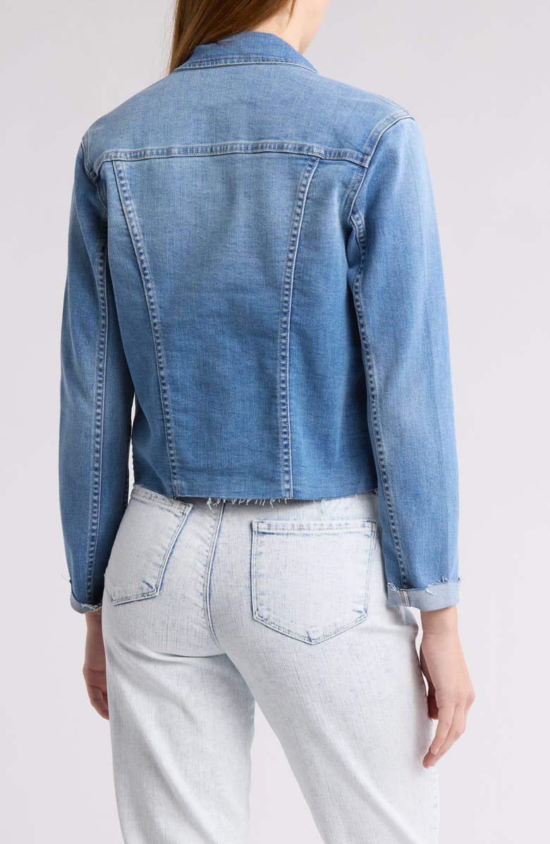 L'AGENCE Janelle Slim Fit Raw Hem Denim Trucker Jacket, Alternate, color, 