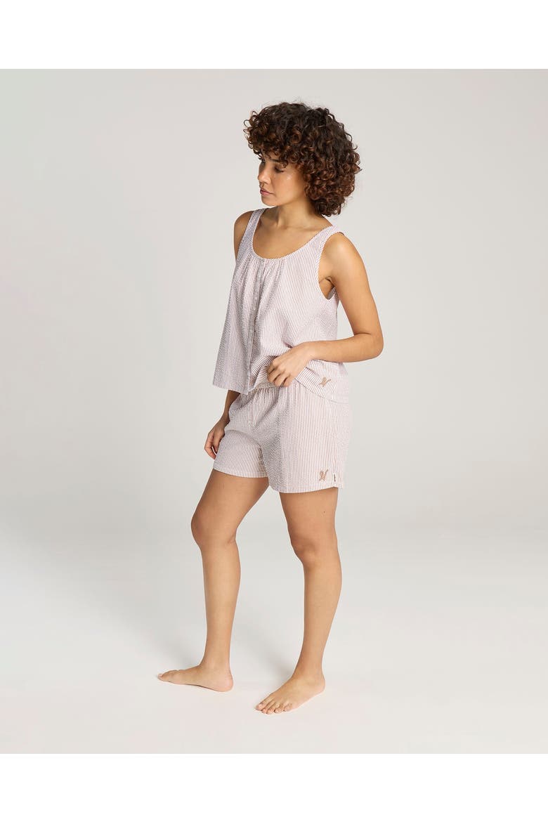 The Seersucker Button Boxer Short, Main, color, Mocha Stripe